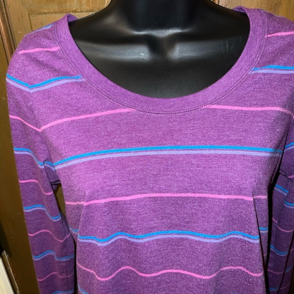 Mossimo Supply Retro Purple Pink Blue Stripe Long Sleeve Tee Size S/M - Picture 3 of 11